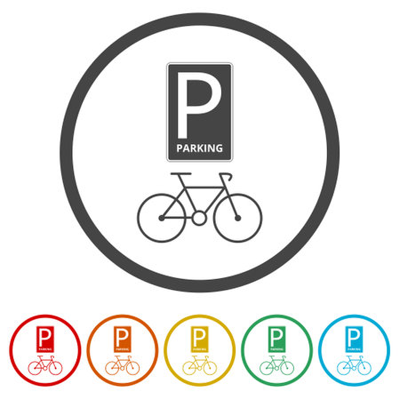 Bicycle parking sign ring iconのイラスト素材