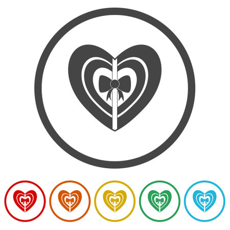 Heart gift box icon ringのイラスト素材