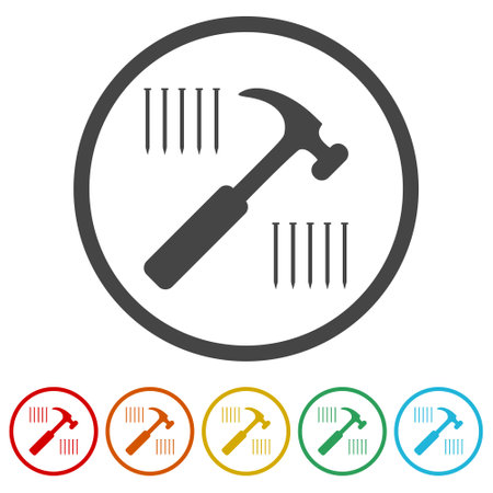 Hammer and nails ring iconのイラスト素材