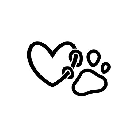 Paw print with a heart iconのイラスト素材