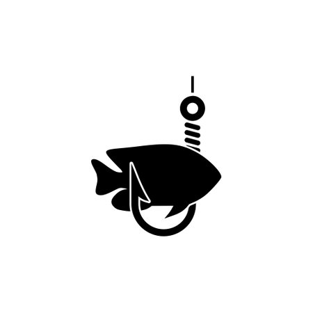 Fish and hook iconのイラスト素材