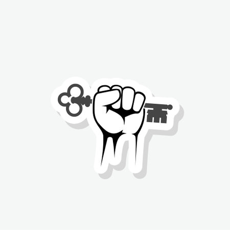 Hand house key sticker iconのイラスト素材