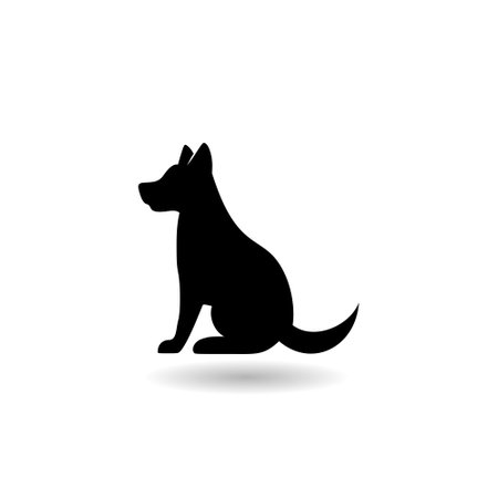 Dog sitting icon shadowのイラスト素材