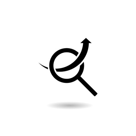 Magnifying glass and data analysis icon shadowのイラスト素材