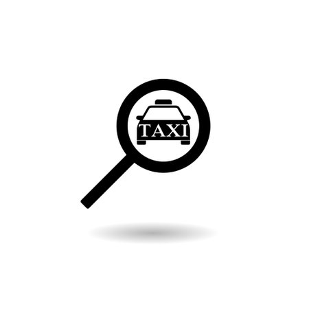 Taxi service magnifying glass shadow iconのイラスト素材