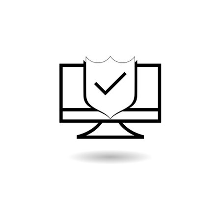 Desktop computer protection shadow iconのイラスト素材
