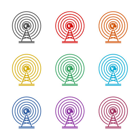 Globe Transmitter antenna symbol color iconのイラスト素材