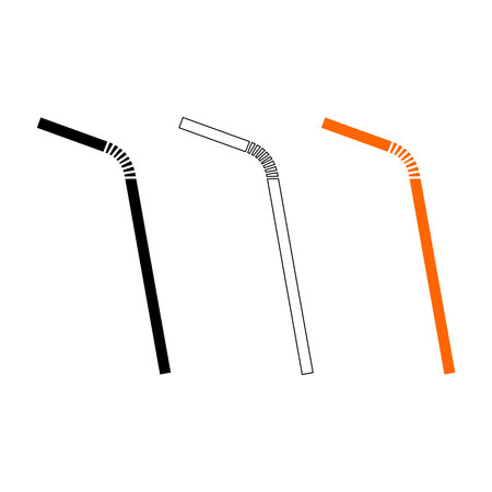 Straw plastic set iconのイラスト素材