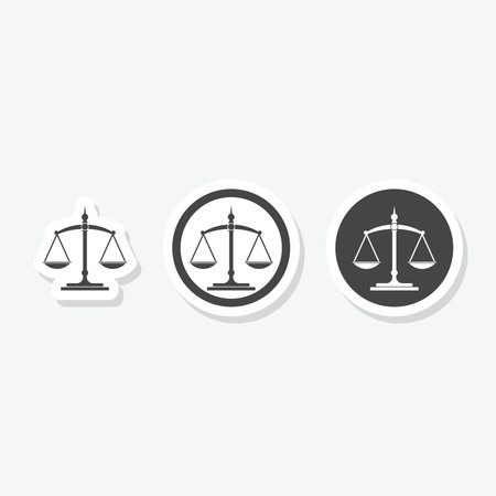 Scales of justice set sticker iconのイラスト素材