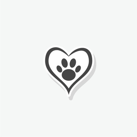 Paw print heart sticker iconのイラスト素材