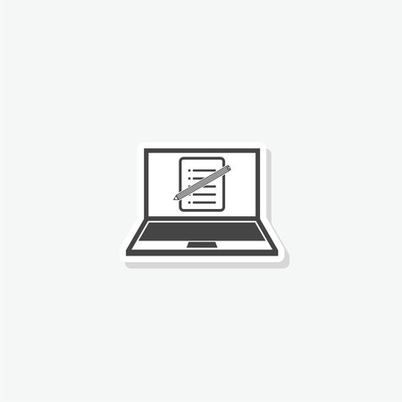 Laptop with Online Form Survey icon stickerのイラスト素材