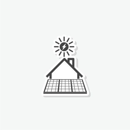 Solar house icon stickerのイラスト素材