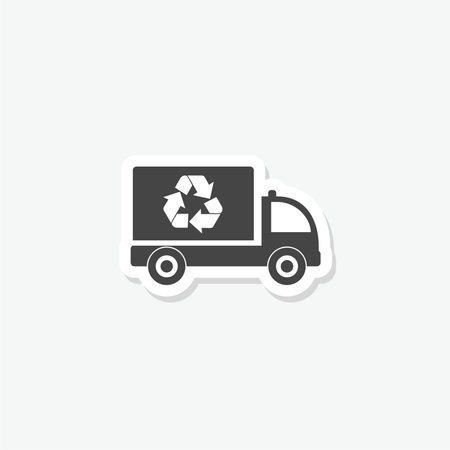 Garbage Truck with Recycle Symbol sticker iconのイラスト素材