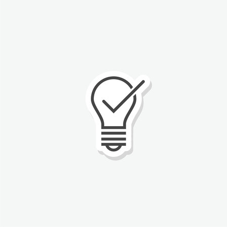 Light bulb with tick icon stickerのイラスト素材
