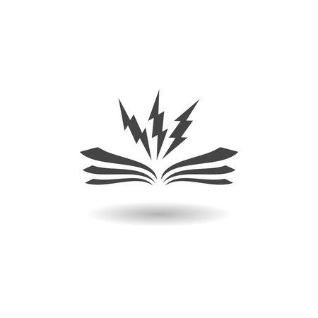 Open book with lightning bolt shadowのイラスト素材