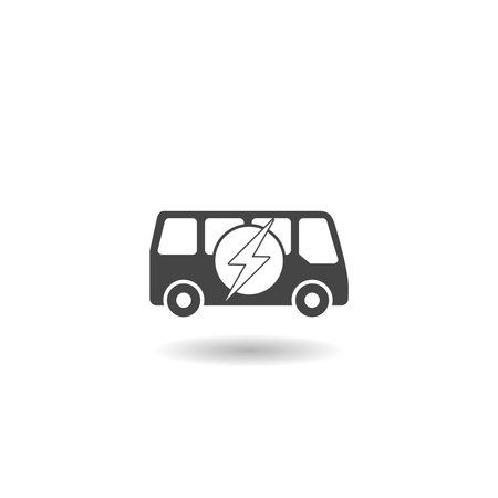 Electric bus shadow iconのイラスト素材