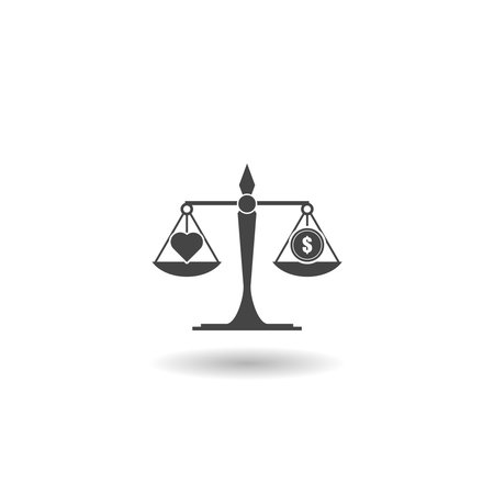 Heart and money scales icon shadowのイラスト素材