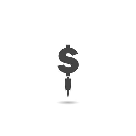 Jet rocket dollar rising shadow iconのイラスト素材
