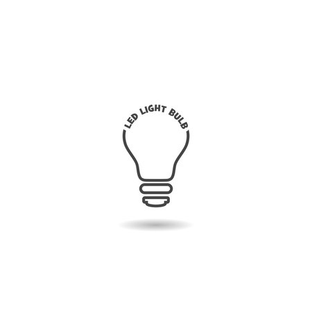 Led light bulb word shadow iconのイラスト素材