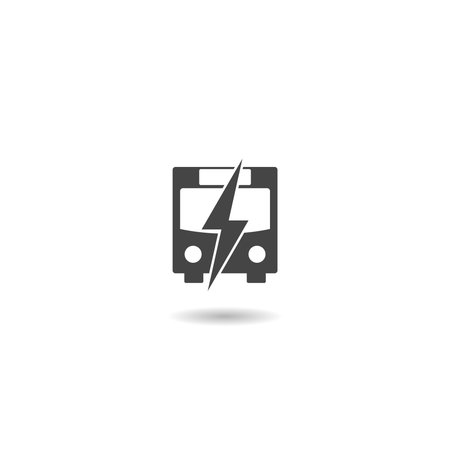Electric bus icon shadowのイラスト素材