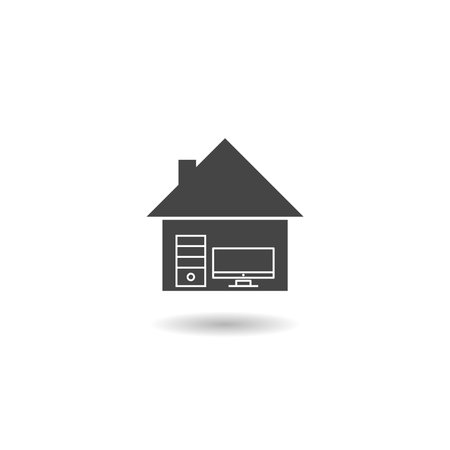 Work from home computer shadow iconのイラスト素材