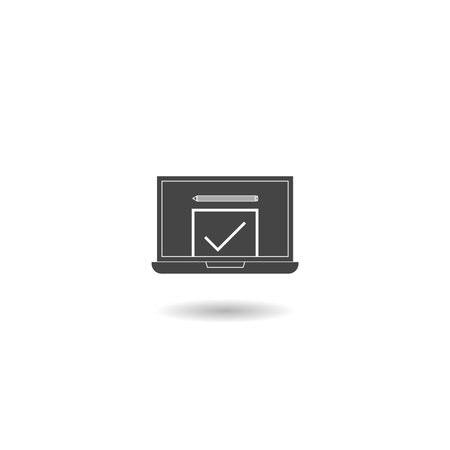 Laptop with Online Form Survey icon shadowのイラスト素材