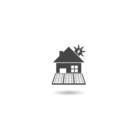 Solar house icon shadowのイラスト素材