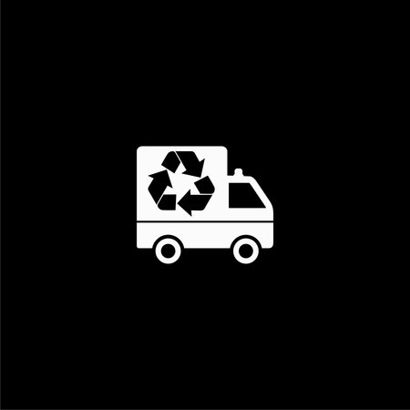 Garbage Truck with Recycle Symbol dark iconのイラスト素材
