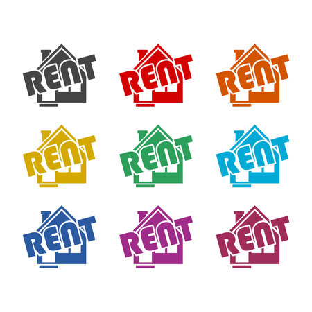 Rent house word color iconのイラスト素材