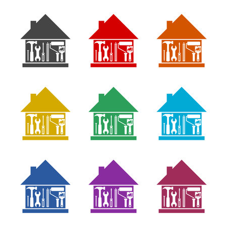 Repairs in the house color iconのイラスト素材