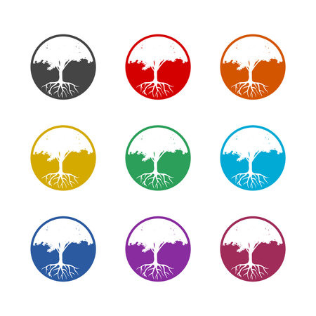 Tree round icon colorのイラスト素材