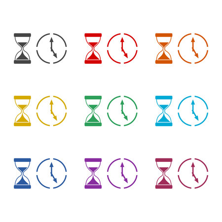 Sand clock and clock color iconのイラスト素材
