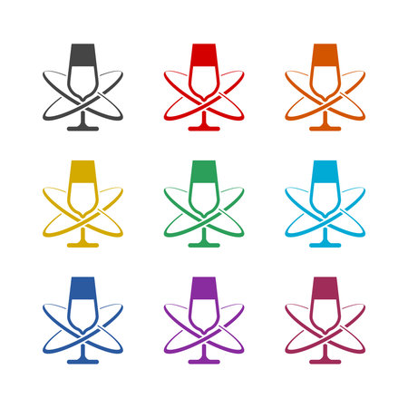 Champagne glass circle color iconのイラスト素材