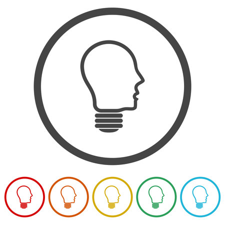 Human head light bulb ring iconのイラスト素材