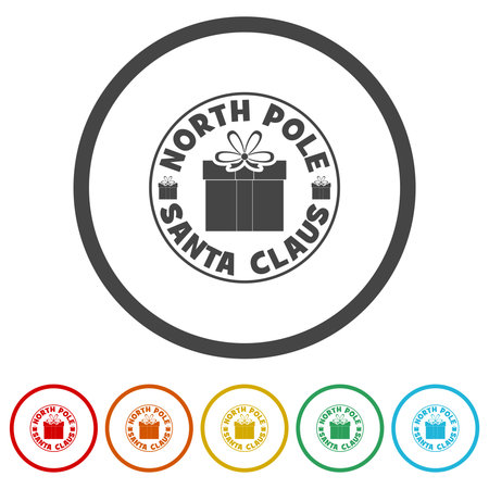 North pole Santa Claus stamp ring iconのイラスト素材
