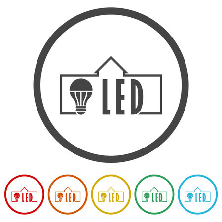 Led light bulb house logo ringのイラスト素材