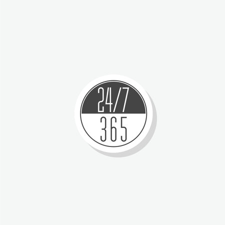 24/7 hours and 365 days icon sticker