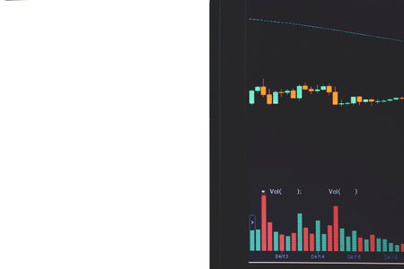 Green red graph of the growth or fall of the currency, stocks, crypto.copyspaceの写真素材