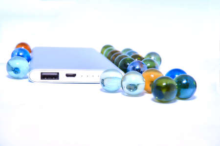 Portable blue hard drive memory with multi colors glass balls
