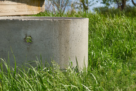 Large concrete ring for laying sewerage, well construction, water pipes