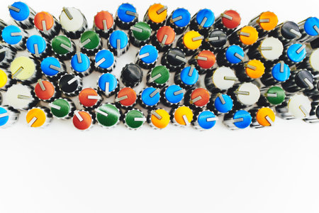 Buttons potentiometers for volume and frequencies of the mixer, amplifierの写真素材