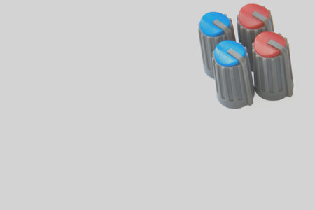 Buttons potentiometers for volume and frequencies of the mixer, amplifier