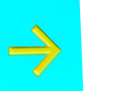 Emerald pointer with yellow indicating the direction, entry exit,text