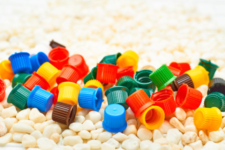 Multi colored caps lids for ketchup, mayonnaise, mustard, sauces