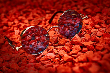 glasses tinted to protect the eyes from sunlight or glare.の写真素材