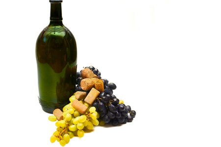 Wine corks, bottle, grape.の写真素材