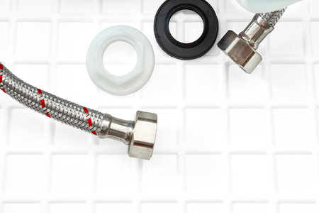 Plumbing. Flexible metal steel faucet hoses, flush mechanism, siphon fittings