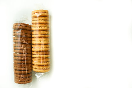 Confectionery made from pieces of sweet dough. materials used to wrap or protect goodsの写真素材