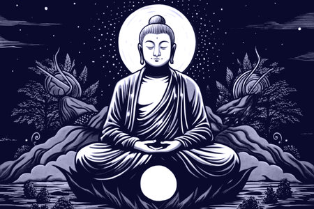 think deeply or focus one's mind for a period of time, in silenceの素材