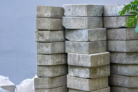 a large, thick, flat piece of stone, concrete, or wood, typically rectangular.の写真素材